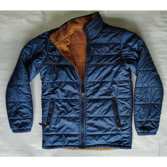 The North Face TNF Reversible Sherpa Fleece Boys Youth Full Zip Coat Jacket L - Picture 2 of 16